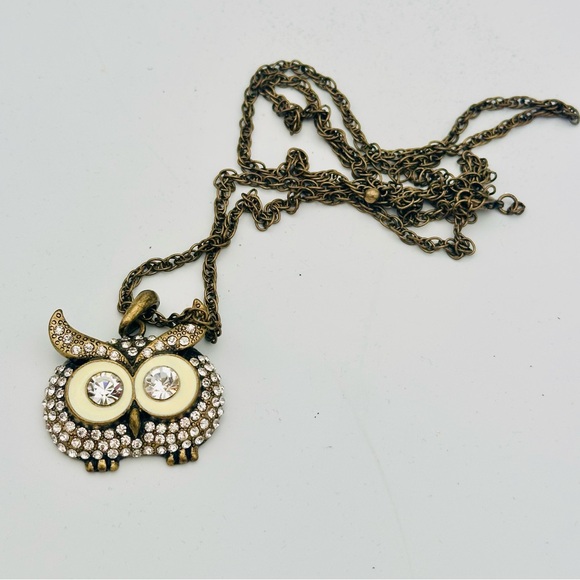 Owl Rhinestone Pendant on Long Chain - Picture 6 of 15